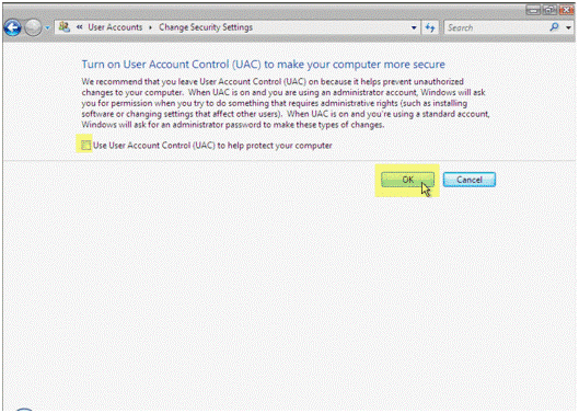 Disable The User Account Control Uac Features In Windows Vista Microsoft Consulting Services 1520